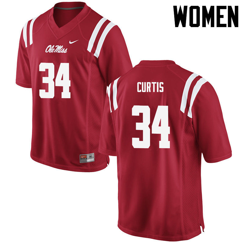 Shawn Curtis Ole Miss Rebels NCAA Women's Red #34 Stitched Limited College Football Jersey SKJ0358ID